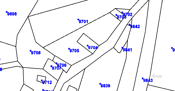 Parcela st. 9704 v KÚ Vsetín, Katastrální mapa