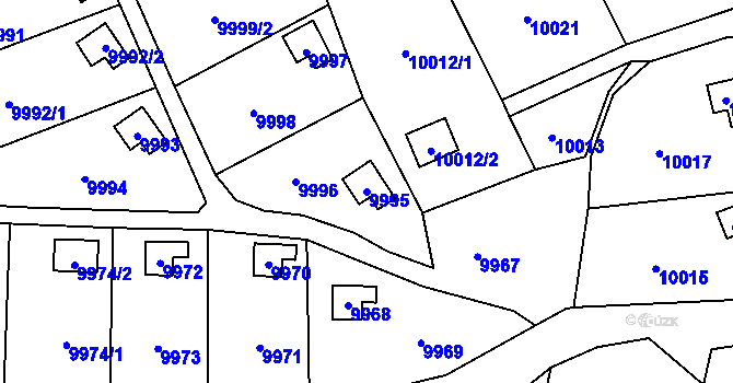 Parcela st. 9995 v KÚ Vsetín, Katastrální mapa