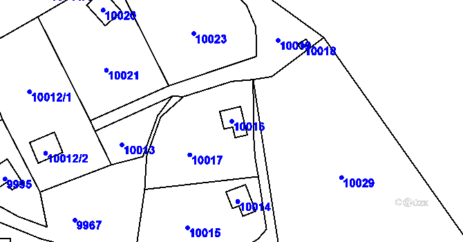 Parcela st. 10016 v KÚ Vsetín, Katastrální mapa