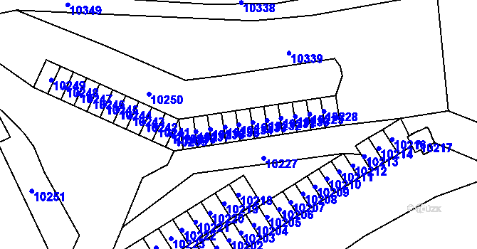 Parcela st. 10234 v KÚ Vsetín, Katastrální mapa