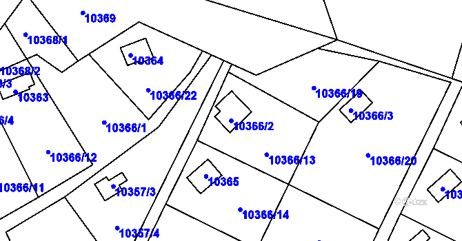 Parcela st. 10366/2 v KÚ Vsetín, Katastrální mapa
