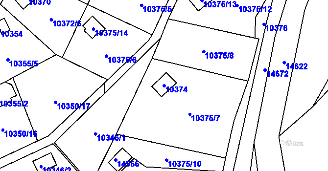 Parcela st. 10374 v KÚ Vsetín, Katastrální mapa