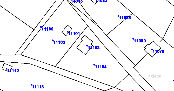 Parcela st. 11103 v KÚ Vsetín, Katastrální mapa