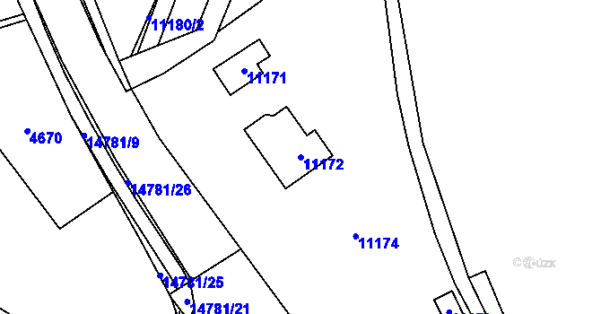 Parcela st. 11172 v KÚ Vsetín, Katastrální mapa