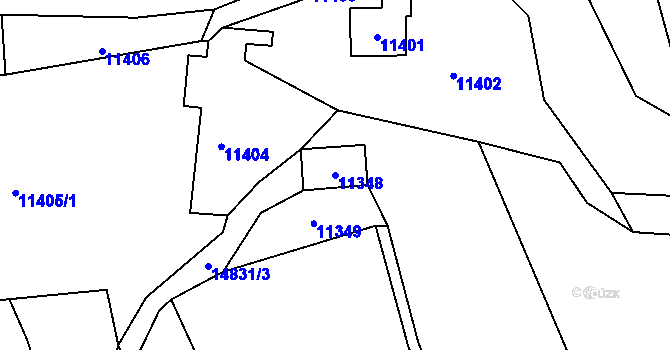 Parcela st. 11348 v KÚ Vsetín, Katastrální mapa