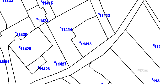 Parcela st. 11413 v KÚ Vsetín, Katastrální mapa