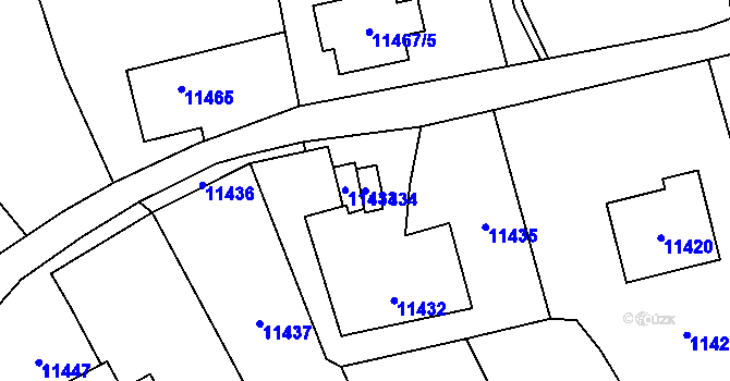Parcela st. 11434 v KÚ Vsetín, Katastrální mapa