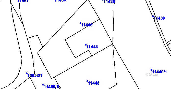 Parcela st. 11444 v KÚ Vsetín, Katastrální mapa