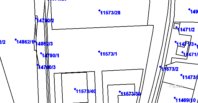 Parcela st. 11573/1 v KÚ Vsetín, Katastrální mapa