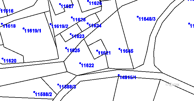 Parcela st. 11621 v KÚ Vsetín, Katastrální mapa