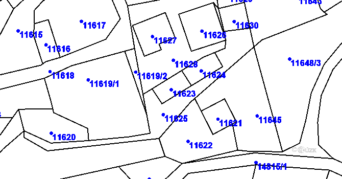 Parcela st. 11623 v KÚ Vsetín, Katastrální mapa