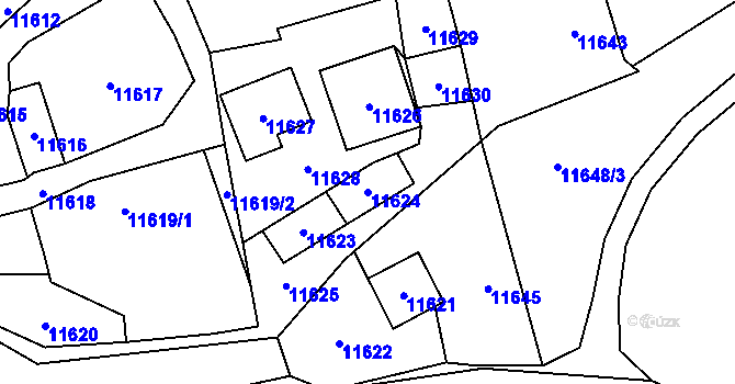 Parcela st. 11624 v KÚ Vsetín, Katastrální mapa