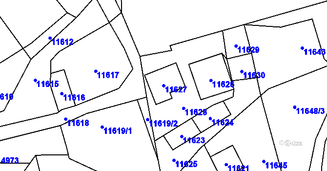 Parcela st. 11627 v KÚ Vsetín, Katastrální mapa