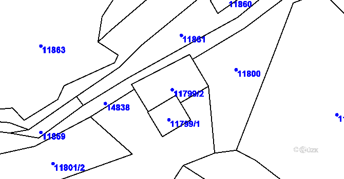 Parcela st. 11799/2 v KÚ Vsetín, Katastrální mapa