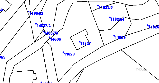 Parcela st. 11827 v KÚ Vsetín, Katastrální mapa