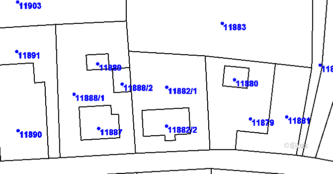 Parcela st. 11882/1 v KÚ Vsetín, Katastrální mapa
