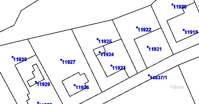 Parcela st. 11924 v KÚ Vsetín, Katastrální mapa