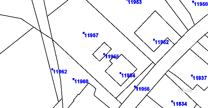 Parcela st. 11955 v KÚ Vsetín, Katastrální mapa