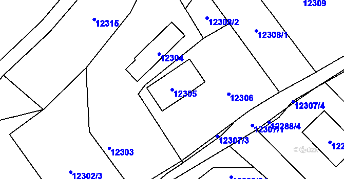 Parcela st. 12305 v KÚ Vsetín, Katastrální mapa