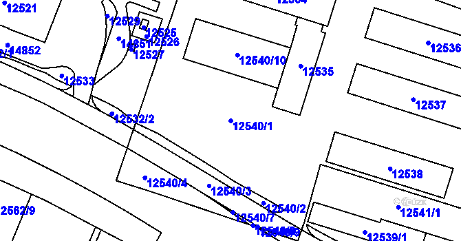 Parcela st. 12540/1 v KÚ Vsetín, Katastrální mapa