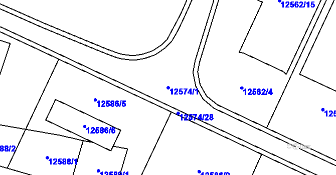 Parcela st. 12574/1 v KÚ Vsetín, Katastrální mapa