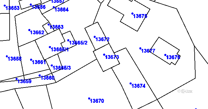 Parcela st. 13673 v KÚ Vsetín, Katastrální mapa