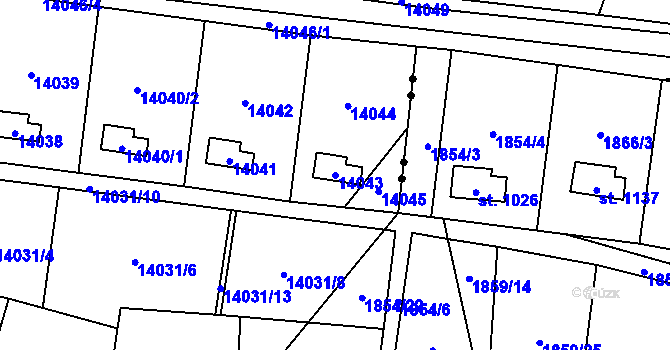 Parcela st. 14043 v KÚ Vsetín, Katastrální mapa