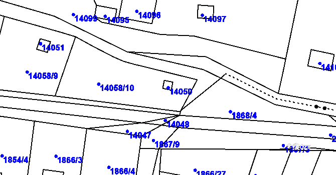 Parcela st. 14050 v KÚ Vsetín, Katastrální mapa