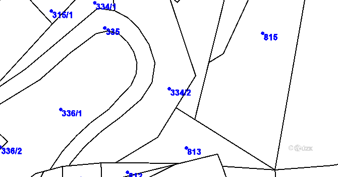 Parcela st. 334/2 v KÚ Vsetín, Katastrální mapa