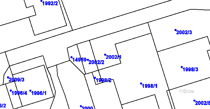 Parcela st. 2002/1 v KÚ Vsetín, Katastrální mapa