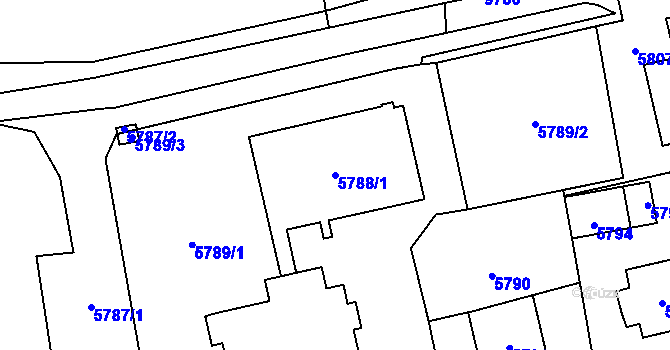 Parcela st. 5788/1 v KÚ Vsetín, Katastrální mapa