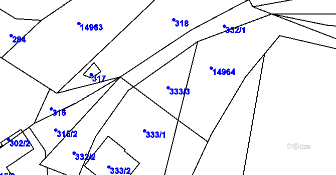 Parcela st. 333/3 v KÚ Vsetín, Katastrální mapa