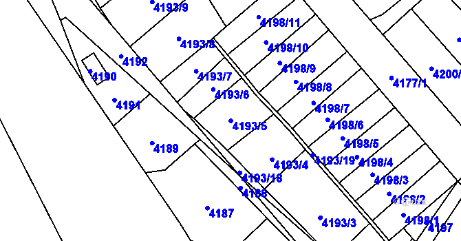 Parcela st. 4193/5 v KÚ Vsetín, Katastrální mapa