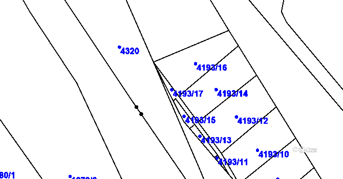 Parcela st. 4193/17 v KÚ Vsetín, Katastrální mapa