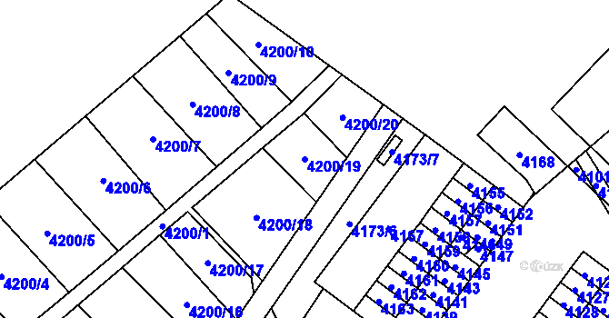 Parcela st. 4200/19 v KÚ Vsetín, Katastrální mapa