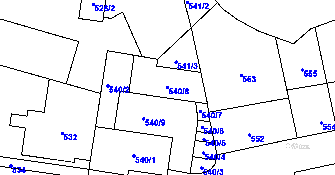 Parcela st. 540/8 v KÚ Vsetín, Katastrální mapa