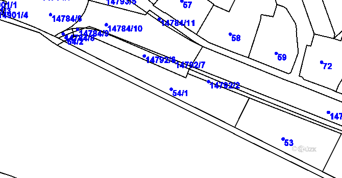 Parcela st. 54/1 v KÚ Vsetín, Katastrální mapa