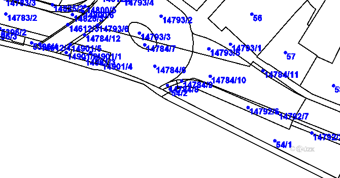 Parcela st. 54/2 v KÚ Vsetín, Katastrální mapa