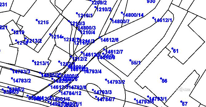 Parcela st. 55/2 v KÚ Vsetín, Katastrální mapa