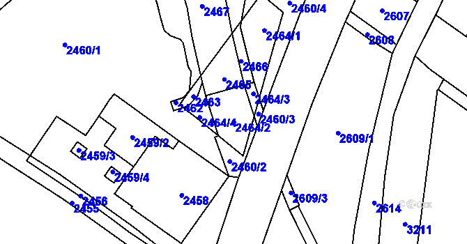 Parcela st. 2464/2 v KÚ Vsetín, Katastrální mapa
