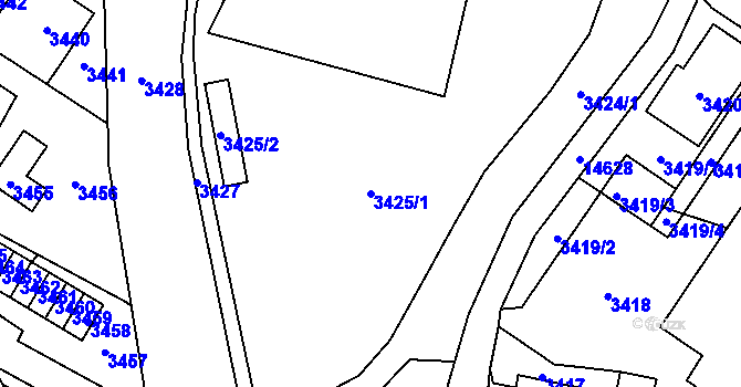 Parcela st. 3425/1 v KÚ Vsetín, Katastrální mapa