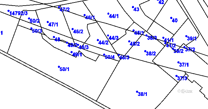 Parcela st. 50/4 v KÚ Vsetín, Katastrální mapa