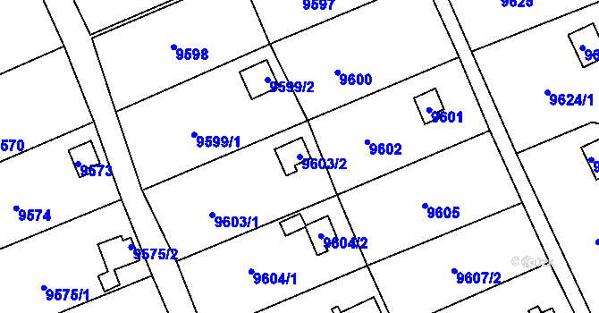 Parcela st. 9603/2 v KÚ Vsetín, Katastrální mapa