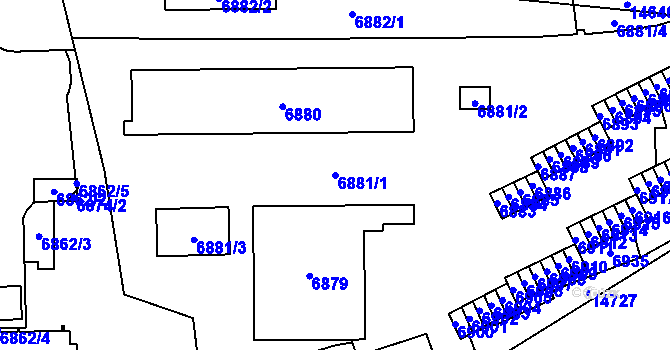 Parcela st. 6881/1 v KÚ Vsetín, Katastrální mapa