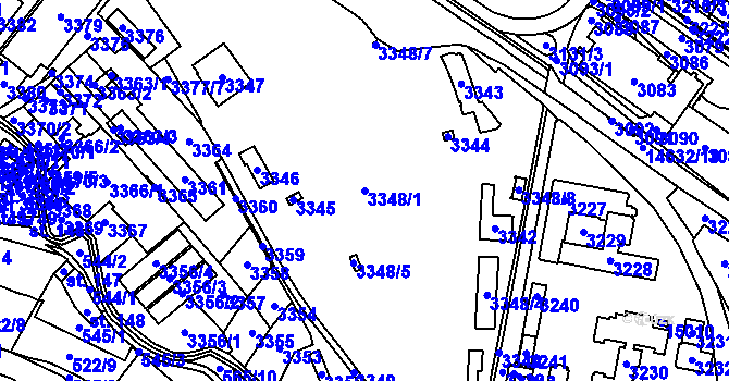 Parcela st. 3348/1 v KÚ Vsetín, Katastrální mapa