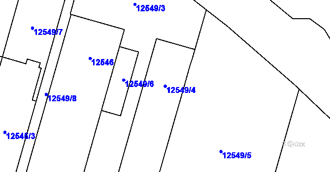 Parcela st. 12549/4 v KÚ Vsetín, Katastrální mapa