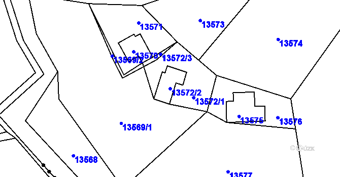Parcela st. 13572/2 v KÚ Vsetín, Katastrální mapa