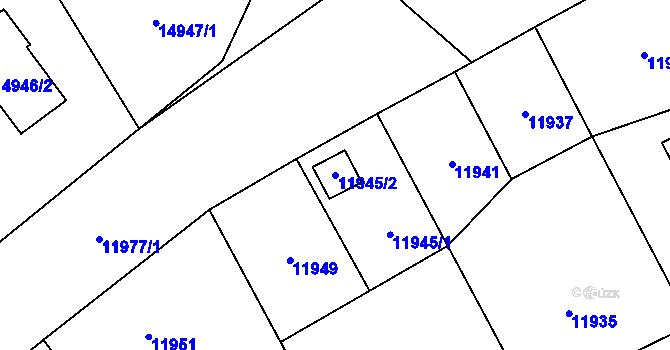 Parcela st. 11945/2 v KÚ Vsetín, Katastrální mapa
