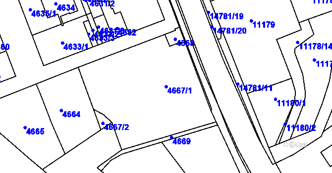Parcela st. 4667/1 v KÚ Vsetín, Katastrální mapa
