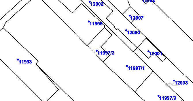 Parcela st. 11997/2 v KÚ Vsetín, Katastrální mapa